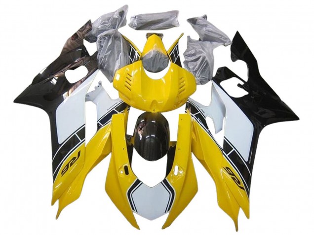 2017-2023 White Yellow Glossy Black Yamaha YZF 600 R6 Motorcycle Fairings