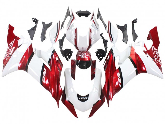 2017-2023 White Red Black Yamaha YZF 600 R6 Motorcycle Fairings