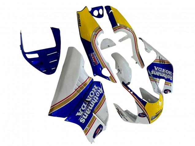 1994-1996 White Blue Yellow Gold Rothmans Honda NSR250 Motorcycle Fairings