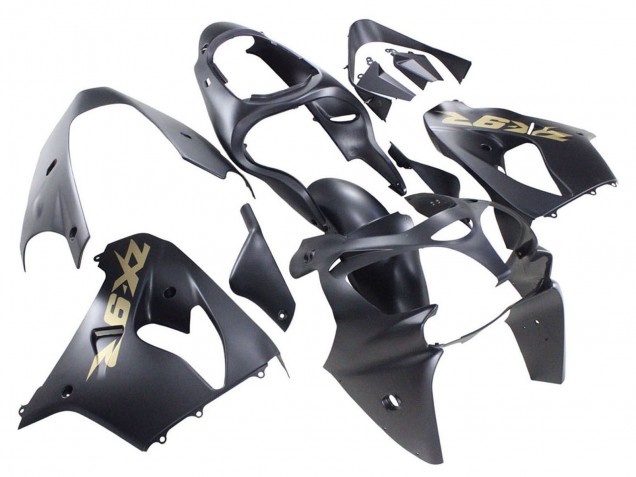 2000-2001 Matte Black Gold Kawasaki ZX9R Motorcycle Fairings