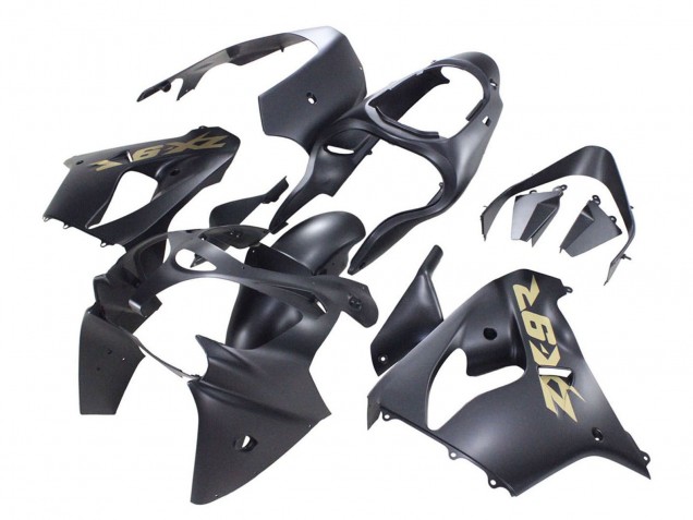 2000-2001 Matte Black Gold Kawasaki ZX9R Motorcycle Fairings