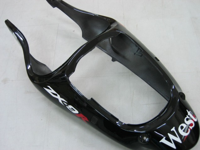 2000-2001 Glossy Black White West Kawasaki ZX9R Motorcycle Fairings