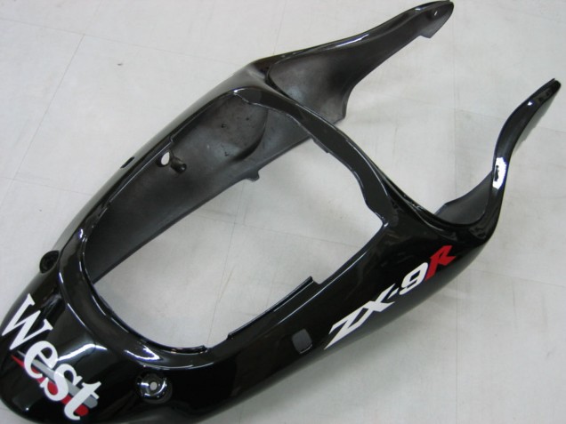 2000-2001 Glossy Black White West Kawasaki ZX9R Motorcycle Fairings