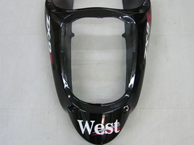 2000-2001 Glossy Black White West Kawasaki ZX9R Motorcycle Fairings