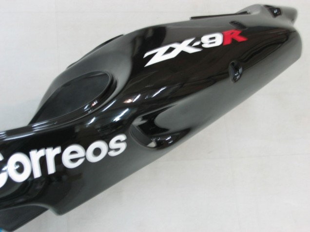 2000-2001 Glossy Black White West Kawasaki ZX9R Motorcycle Fairings