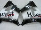 2000-2001 Glossy Black White West Kawasaki ZX9R Motorcycle Fairings