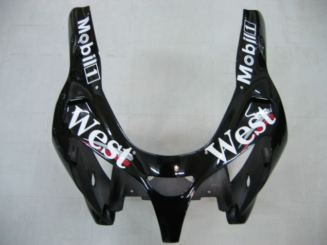 2000-2001 Glossy Black White West Kawasaki ZX9R Motorcycle Fairings