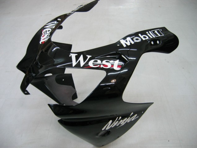 2000-2001 Glossy Black White West Kawasaki ZX9R Motorcycle Fairings
