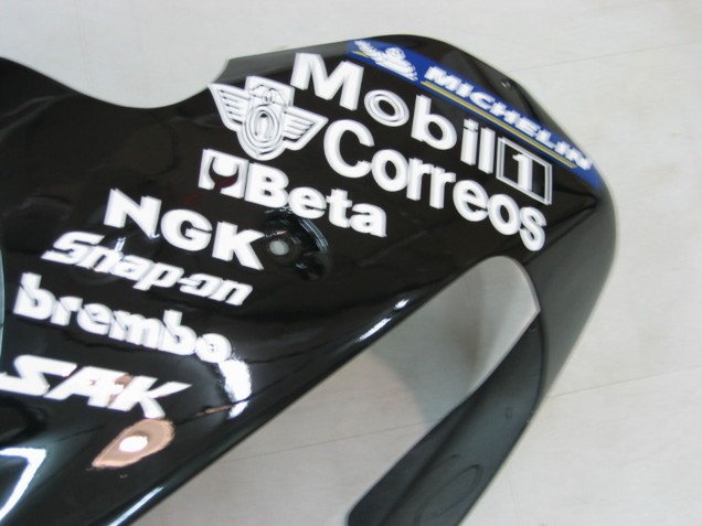 2000-2001 Glossy Black White West Kawasaki ZX9R Motorcycle Fairings
