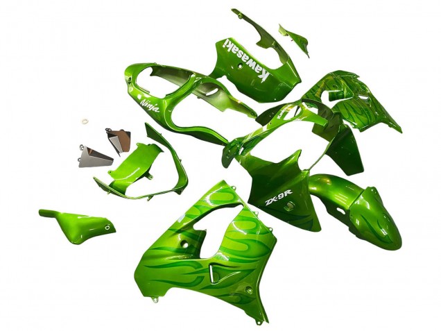 2000-2001 Green Flame Kawasaki ZX9R Motorcycle Fairings