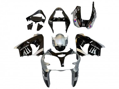 2002-2003 Silver Glossy Black Monster Elf Kawasaki ZX9R Motorcycle Fairings