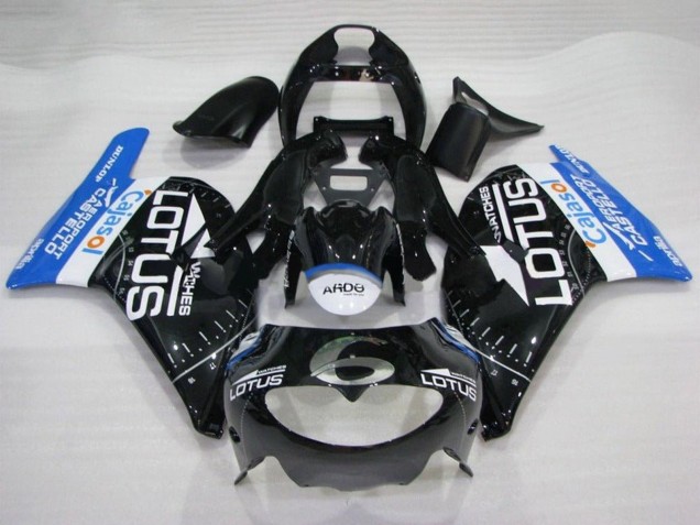 1995-1997 Glossy Black White Blue Lotus Aprilia RS250 Motorcycle Fairings