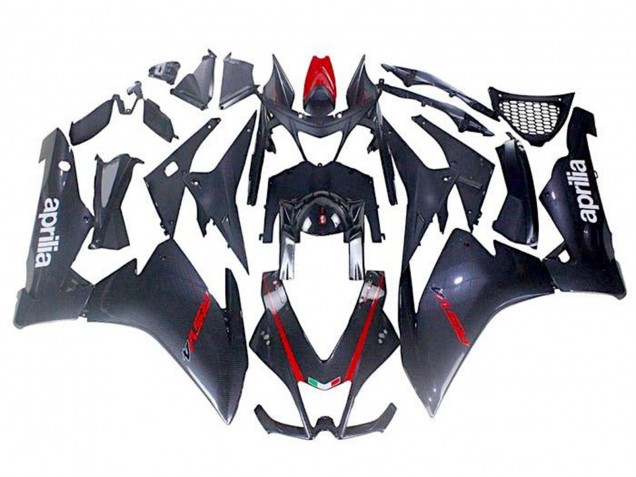 2009-2015 Black Faux Carbon Fiber Red Aprilia RSV4 1000 Motorcycle Fairings