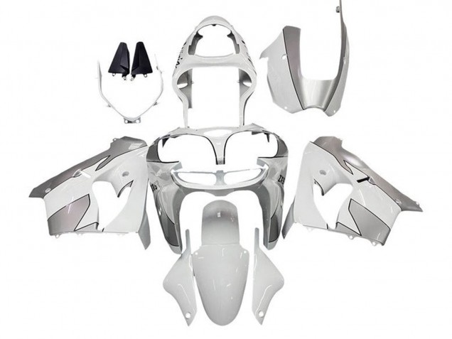 2000-2001 White Silver Kawasaki ZX9R Motorcycle Fairings