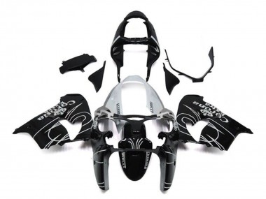 2002-2003 Glossy Black White Corona Extra Kawasaki ZX9R Motorcycle Fairings