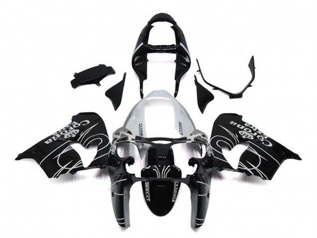 2002-2003 Glossy Black White Corona Extra Kawasaki ZX9R Motorcycle Fairings