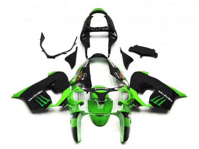 2002-2003 Green Black Monster Kawasaki ZX9R Motorcycle Fairings