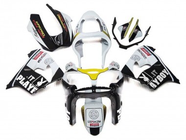 2002-2003 White Black Yellow Playboy Kawasaki ZX9R Motorcycle Fairings