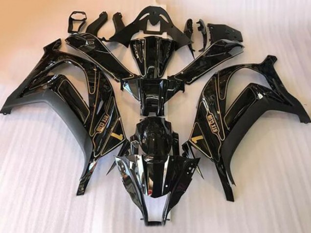 2016-2020 Glossy Black Gold Kawasaki ZX10R Motorcycle Fairings
