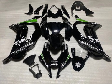 2016-2020 Glossy Black White Green Stripe Snow Kawasaki ZX10R Motorcycle Fairings