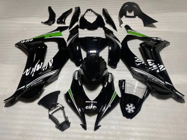 2016-2020 Glossy Black White Green Stripe Snow Kawasaki ZX10R Motorcycle Fairings