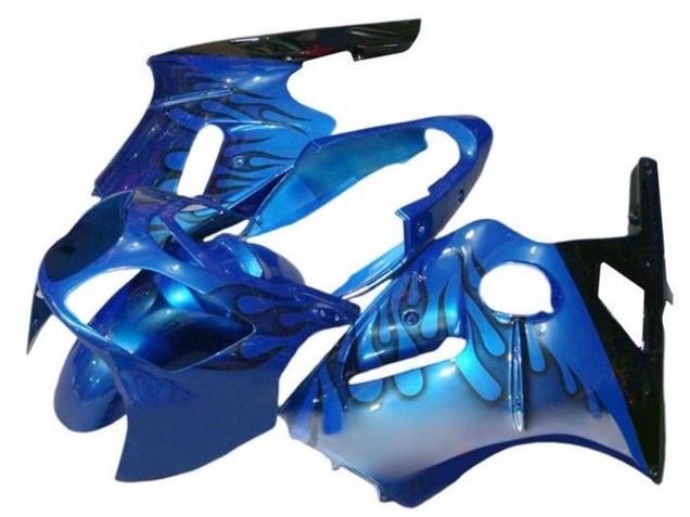 2000-2001 Blue Black Flame Kawasaki ZX12R Motorcycle Fairings