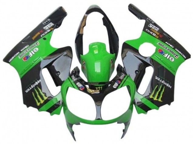 2000-2001 Green Black Yellow Elf Monster Kawasaki ZX12R Motorcycle Fairings