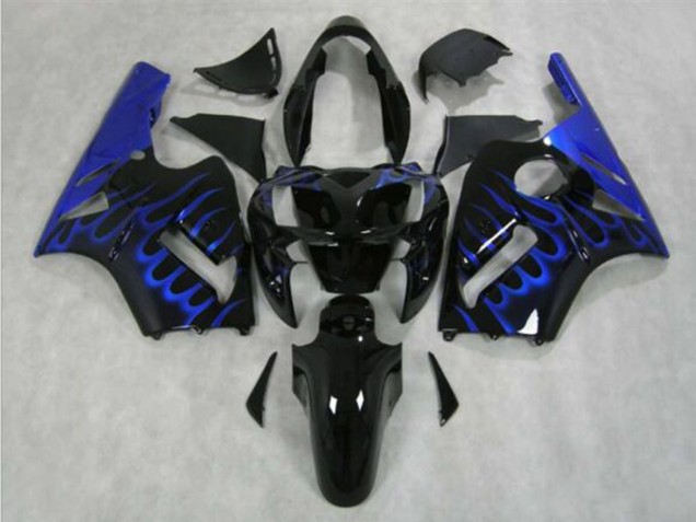 2002-2006 Glossy Black Blue Flame Kawasaki ZX12R Motorcycle Fairing