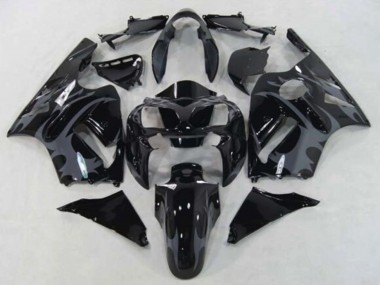 2002-2006 Glossy Black Grey Tribal Kawasaki ZX12R Motorcycle Fairings