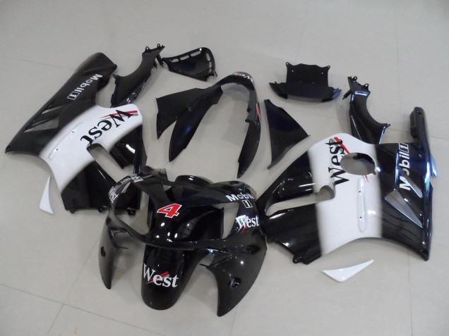 2002-2006 Glossy Black White Red West Mobil 4 Kawasaki ZX12R Motorcycle Fairings