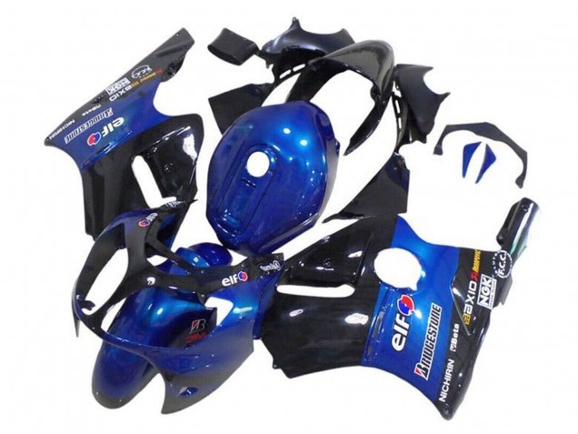 2002-2006 Blue Glossy Black Elf Bridgestone Kawasaki ZX12R Motorcycle Fairings