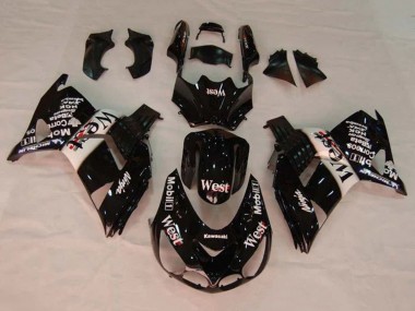 2006-2011 Glossy Black White West Kawasaki ZX14R ZZR1400 Motorcycle Fairings