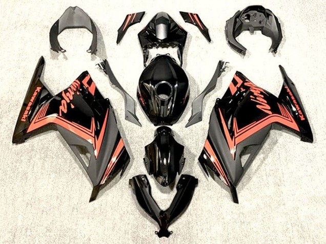 2013-2024 Glossy Black Orange Kawasaki EX300 Motorcycle Fairings