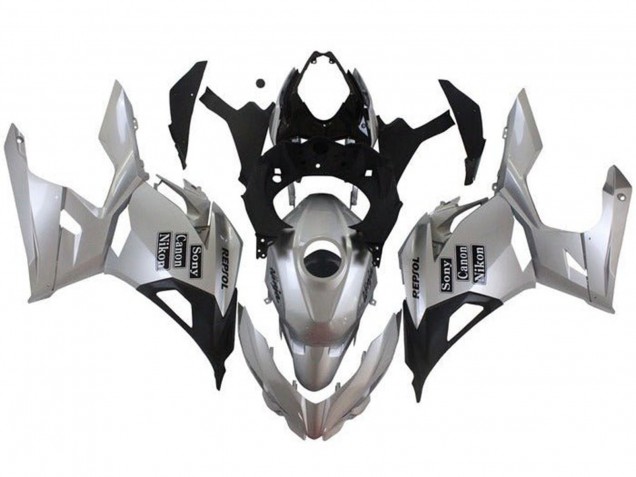 2018-2024 Silver Black Repsol Kawasaki Ninja 400 Motorcycle Fairings