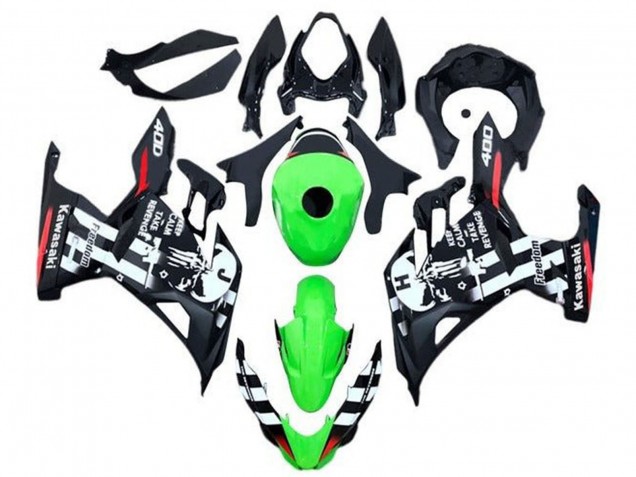 2018-2024 Green Black White Red Skull Kawasaki Ninja 400 Motorcycle Fairings