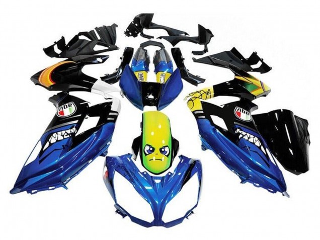 2012-2016 Blue Yellow Shark Kawasaki Ninja 650 EX650 Motorcycle Fairings