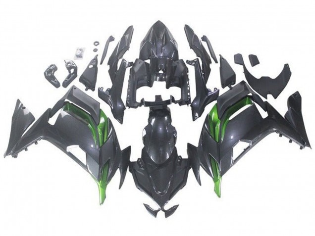 2020-2024 Faux Carbon Fiber Green Kawasaki Ninja 650 EX650 Motorcycle Fairings