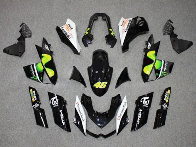 2010-2013 Glossy Black White Green MoviStar Monster Kawasaki Z1000 Motorcycle Fairings