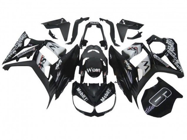 2010-2016 Glossy Black White Mobil West Kawasaki Z1000SX Motorcycle Fairings