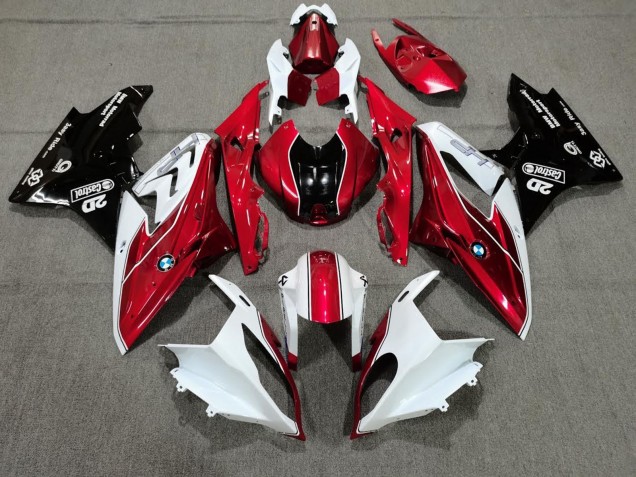 2009-2014 White Red Glossy Black Castrol BMW S1000RR Motorcycle Fairings