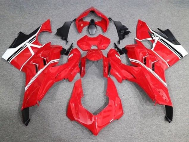 2020-2021 White Red Glossy Black Stripe Ducati Panigale V4 V4S Motorcycle Fairings