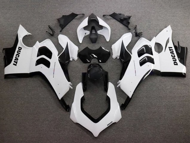 2020-2021 Glossy White Glossy Black Ducati Panigale V4 V4S Motorcycle Fairings