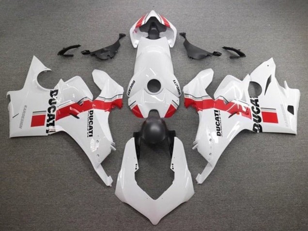 2020-2021 White Red Stripe Ducati Panigale V4 V4S Motorcycle Fairings