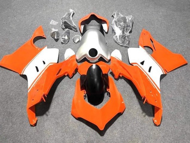 2020-2021 White Silver Orange Ducati Panigale V4 V4S Motorcycle Fairings