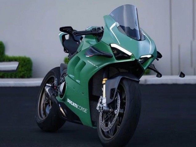 2020-2021 Matte Green White Ducati Panigale V4 V4S Motorcycle Fairings