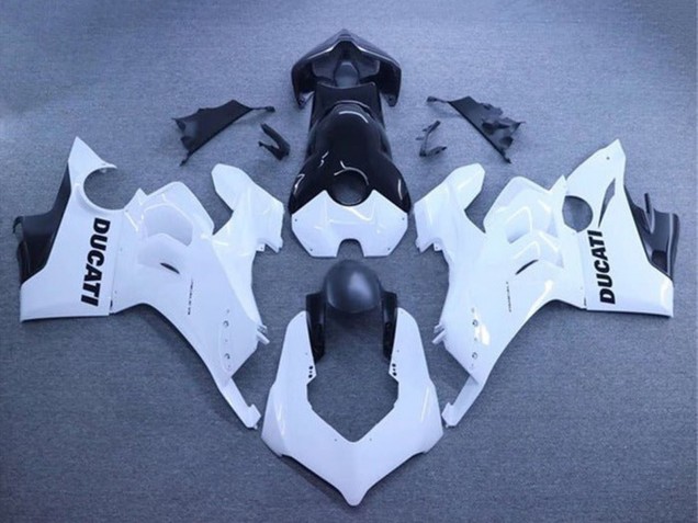 2020-2021 White Glossy Black Ducati Panigale V4 V4S Motorcycle Fairings