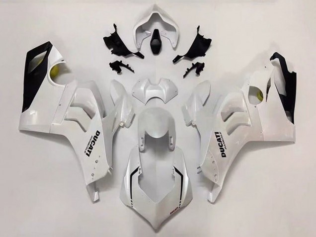2020-2021 Pearl White Glossy Black Ducati Panigale V4 V4S Motorcycle Fairing