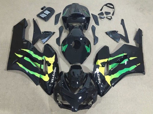 2004-2005 Glossy Black Green Yellow Monster Honda CBR1000RR Motorcycle Fairings