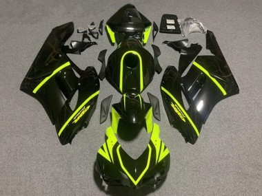 2004-2005 Glossy Black High Viz Yellow Stripe Honda CBR1000RR Motorcycle Fairings