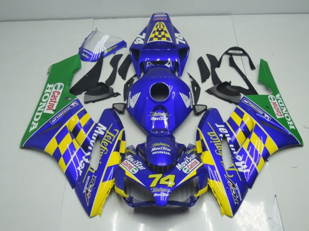 2004-2005 Blue Yellow Green MoviStar Honda CBR1000RR Motorcycle Fairings